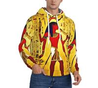 ERSDWRE Antico Egitto Tribe Serie Stampa Accogliente Felpe Adulto Uomini Felpe con cappuccio in Pile Pullover Manica Lunga Felpa Con Tasche, Nero , L