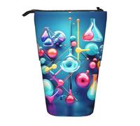 ERSDWRE Astratto Scienza Chimica Illustrazione 3d Telescopico Matita Caso Kawaii Cancelleria Bag Zipper Pen Pouch Stand Up Pencil Holder