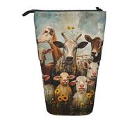 ERSDWRE Astuccio telescopico con animali della fattoria, astuccio per cancelleria Kawaii, astuccio con cerniera, portapenne in piedi