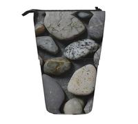 ERSDWRE Astuccio telescopico con motivo di ciottoli e pietre, astuccio per cancelleria Kawaii, astuccio con cerniera, portapenne in piedi