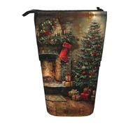 ERSDWRE Astuccio telescopico con scritta "Merry Christmas", astuccio per cancelleria Kawaii, con cerniera, portapenne