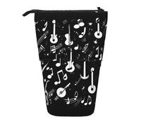 ERSDWRE Astuccio telescopico con simboli musicali e scritta "Love", astuccio per cancelleria Kawaii, con cerniera, portapenne in piedi