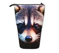 ERSDWRE Astuccio telescopico con volto di procione, astuccio Kawaii per cancelleria, astuccio con cerniera, portapenne, supporto per matite