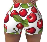 ERSDWRE Bella Dolce Rosso Cherry 3 Stampa Athletic Biker Shorts per le Donne Pantaloncini Da Allenamento Casual Corsa Palestra Yoga Hot Pants, Nero , S