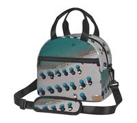 ERSDWRE Borsa portapranzo riutilizzabile con stampa estiva mediterranea per donne, borsa termica per adulti, per ufficio, picnic, viaggi