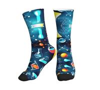 ERSDWRE Calzini sportivi con stampa astratta di scienza chimica, calzini sportivi da uomo, calzini morbidi imbottiti per palestra, corsa e sport, 1 nero, Taglia unica