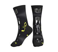 ERSDWRE Calzini sportivi da uomo con stampa di note musicali, con microfono e note musicali, calzini morbidi imbottiti per palestra, corsa e sport, 3 nero, Taglia unica