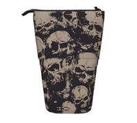 ERSDWRE Cool Retro Skull Graphics Astuccio telescopico Kawaii Cancelleria Bag Zipper Pen Pouch Stand Up Pencil Holder