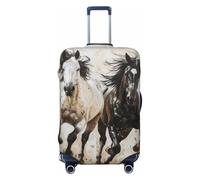 ERSDWRE Copertura elastica per valigie con stampa artistica di cavalli che corrono, adatta per accessori da viaggio da 45-81 cm, Nero , L