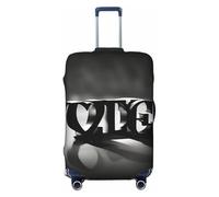 ERSDWRE Copertura elastica per valigie con stampa di caratteri d'amore, adatta per accessori da viaggio da 45,7 a 81,7 cm, Nero , L