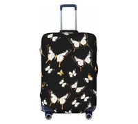 ERSDWRE Copertura elastica per valigie con stampa di farfalle, colore oro, bianco, nero, adatta per accessori da viaggio da 45,7 a 81,7 cm, Nero , L