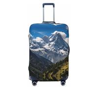 ERSDWRE Copertura elastica per valigie con stampa di montagne innevate, adatta per accessori da viaggio da 45,7 a 81,7 cm, Nero , L