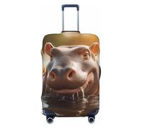 ERSDWRE Copertura elastica per valigie con stampa ippopotamo, adatta per accessori da viaggio da 45-81 cm, Nero , L