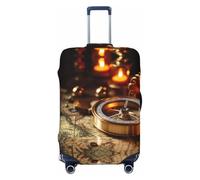 ERSDWRE Copertura elastica per valigie con stampa nautica con mappa della bussola, adatta per accessori da viaggio da 45,7 a 81,7 cm, Nero , XL