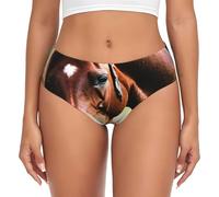 ERSDWRE Due Cavalli Stampa Delle Donne Biancheria Intima di Omen Slip Del Cotone Biancheria Intima Per Le Donne Mutandine Delle Donne Morbido Traspirante, Nero , L
