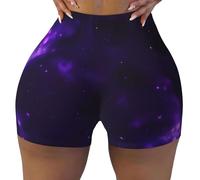 ERSDWRE Galaxy Starry Space Purple Starry Print Athletic Biker Shorts per le donne Pantaloncini da allenamento da donna Casual Running Gym Yoga Hot Pants, Nero , L
