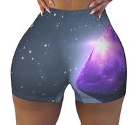 ERSDWRE Galaxy Starry Space Purple Starry Print Athletic Biker Shorts per le donne Pantaloncini da allenamento da donna Casual Running Gym Yoga Hot Pants, Nero , M