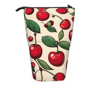 ERSDWRE Grazioso astuccio telescopico con ciliegie rosse e 2 astucci Kawaii per cancelleria, con cerniera, portapenne