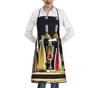 ERSDWRE Grembiule da cucina con stampa di bicchieri e bottiglie di vino, con tasche, unisex, da cuoco, per barbecue, giardinaggio