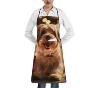 ERSDWRE Grembiule da cucina con stampa di cane di Natale, grembiule con tasche, unisex, grembiule da cuoco, barbecue, giardinaggio