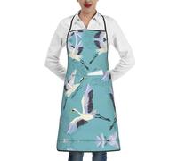 ERSDWRE Grembiule da cucina con stampa di gru volanti, con tasche, unisex, da cuoco, per barbecue, giardinaggio
