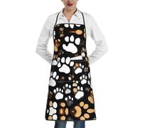 ERSDWRE Grembiule da cucina con stampa di impronte di cane, grembiule da cucina con tasche, unisex, grembiule da cuoco per barbecue e giardinaggio