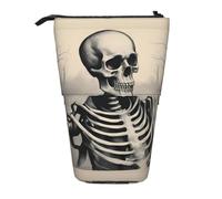 ERSDWRE Interessante scheletro telescopico astuccio Kawaii cancelleria borsa cerniera penna Pouch Stand Up Pencil Holder