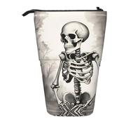 ERSDWRE Interessante scheletro telescopico astuccio Kawaii cancelleria borsa cerniera penna Pouch Stand Up Pencil Holder