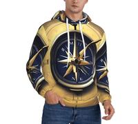 ERSDWRE Legge della Bussola Navigazione Stampa Accogliente Felpe Adulto Uomini Felpe con Cappuccio In Pile Pullover Manica Lunga Felpa Con Tasche, Nero , 3XL