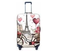 ERSDWRE Love Paris Tower Coffee Wine Profumo Bicicletta Stampa Cuore Copertura Bagagli Elastica Copertura Valigie Coperture Copripagagli Adatto per 45-81 Pollici Accessori Da Viaggio, Nero , L