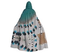 ERSDWRE Mediterraneo Estate Stampa Halloween Mantello Con Cappuccio Per Gli Uomini Donne Con Cappuccio Mantello Veste Per Costumi Medievale Mantello Cosplay