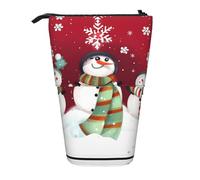 ERSDWRE Merry Christmas - Astuccio telescopico con pupazzo di neve, astuccio per cancelleria Kawaii, con cerniera, portapenne