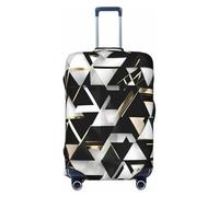 ERSDWRE Moda Moderna Nero Bianco Oro Triangolo Stampa Dei Bagagli Copertura Elastica Della Valigie Coperture Della Copertura Dei Bagagli Adatto 18-32, Nero , L
