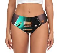 ERSDWRE Musica Verde Chitarra Stampa Delle Donne Biancheria Intima di Omen Slip Biancheria Intima di Cotone Per Le Donne Mutandine Delle Donne Morbido, Nero , L