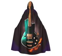 ERSDWRE Musica Verde Chitarra Stampa Halloween Mantello Con Cappuccio Per Gli Uomini Donne Con Cappuccio Mantello Robe Per Medievale Mantello Costumi Cosplay