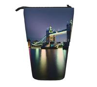ERSDWRE Night London Tower Bridge Astuccio telescopico Kawaii Cancelleria Bag Zipper Pen Pouch Stand Up Pencil Holder
