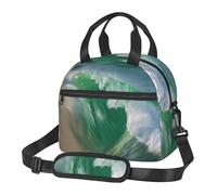 ERSDWRE Ocean Green Wave Surf con la stampa della riva riutilizzabile Lunch Box per le donne Borsa termica per il pranzo per adulti, per ufficio, picnic, viaggi