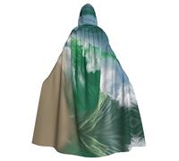 ERSDWRE Oceano Verde Onda Surf Con La Riva Stampa Halloween Mantello Con Cappuccio Per Gli Uomini Donne Con Cappuccio Mantello Robe Per Medievale Mantello Costumi Cosplay