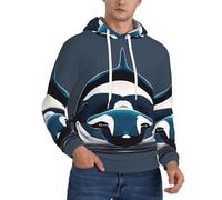 ERSDWRE Orca Killer Whale Stampa Accogliente Felpe Adulto Uomini Felpe con Cappuccio In Pile Pullover Manica Lunga Felpa Con Tasche, Nero , M