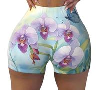 ERSDWRE Orchidea Fiore Farfalla Morbido Fresco Stampa Primavera Atletico Biker Shorts per le Donne Pantaloncini da Allenamento Casual Corsa Palest, Nero , M