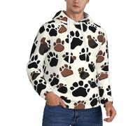 ERSDWRE Stampa di impronte di cane felpe accoglienti felpe con cappuccio in pile da uomo adulto pullover manica lunga felpa con tasche, Nero , XS