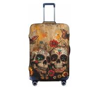ERSDWRE Sugar Skulls - Copertura elastica per valigie, con stampa di farfalle, adatta per accessori da viaggio da 45,7 a 81,7 cm, Nero , S