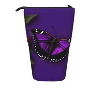 ERSDWRE Un astuccio telescopico viola prugna farfalla Kawaii cancelleria borsa cerniera portapenne stand up portamatite