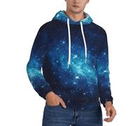 ERSDWRE Universo Stelle Galaxy Stampa Accogliente Felpe Adulto Uomini Felpe con Cappuccio In Pile Pullover Manica Lunga Felpa Con Tasche, Nero , XL