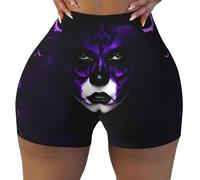 ERSDWRE Viola Nero Goth Spooky Stampa Atletica Biker Pantaloncini per le Donne Pantaloncini da Allenamento Casual Corsa Palestra Yoga Hot Pants, Nero , XL
