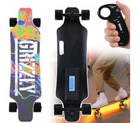 ErShangMao Longboard Elettrico da 350 W - Skateboard Elettrico con Telecomando A 4 velocità: 25 Km/H E Autonomia di 15 Km, Salite Senza Sforzo del 15%, Freni Fluidi E Design Portatile da 5 kg TypeC