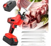 ErShangMao Sega Elettrica per Ossa Professionale Senza Fili con Batteria - Mini Sega da Macellaio con Lama A 5 Lame,Spessore di Taglio 10Cm (4Pollici) per Tagliare Carne,Ossa E Legno.Sega Alternativa