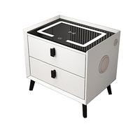ERSINIAN Comodino con Stazione di Ricarica Wireless, luci LED, Porta USB e 2 cassetti, Mobile Audio Multifunzionale per Camera da Letto, dormitorio, Soggiorno, Combinazione di Colori Bianco e Nero