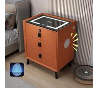 ERSINIAN Comodino Intelligente con Altoparlante Bluetooth, Stazione di Ricarica Wireless, 2 Porte USB, luci a LED, Mobile Audio Multifunzionale, 3 cassetti, Design Moderno Arancione