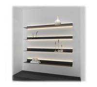 ERSINIAN Mensola in Metallo Galleggiante con Luce LED Integrata per Camera da Letto, Soggiorno, Bagno, Ufficio, mensola Decorativa da Parete (Nero 80x20x6 cm)